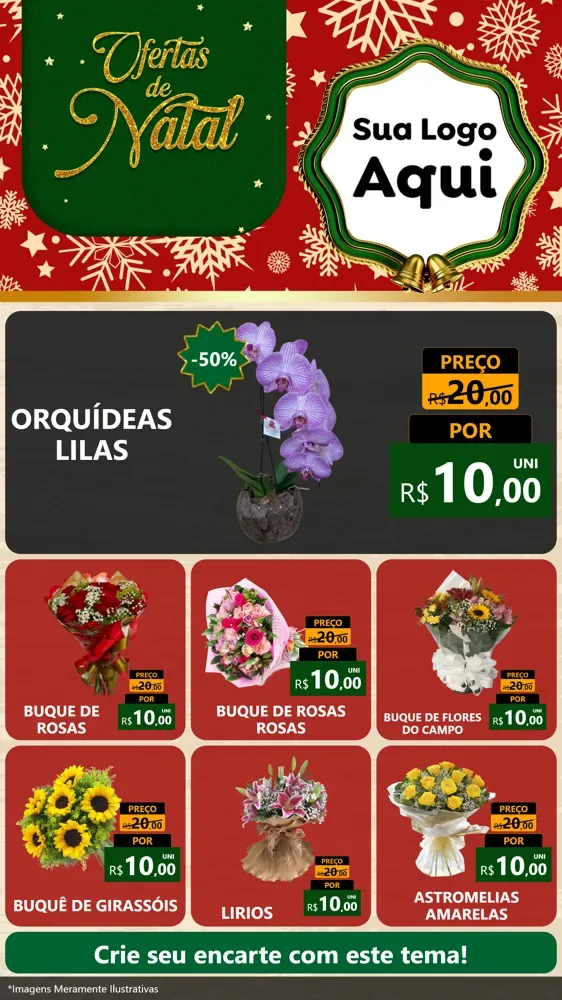 Modelo de Rede Social para Stories com o tema Natal de Ofertas para Floricultura e jardim