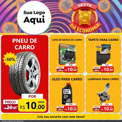 Modelo de Rede Social para Feed Facebook com o tema Sexta da Economia para Auto peças