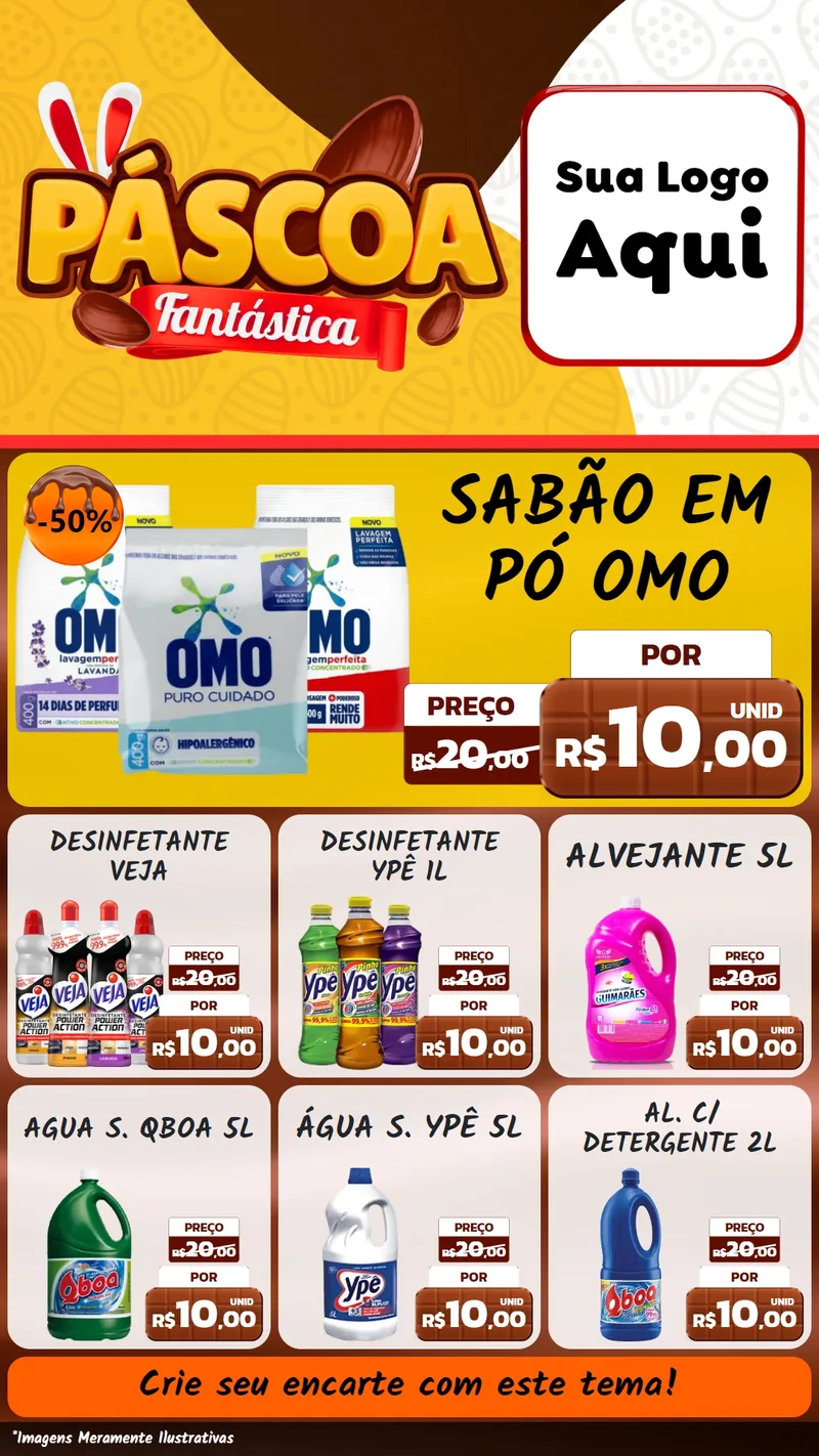 Modelo de Rede Social para Stories com o tema Páscoa Fantástica para Produtos de Limpeza