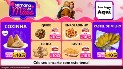 Modelo de TV para TV Horizontal com o tema Semana das Mães para Salgadaria
