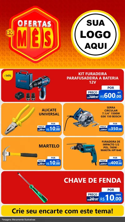 Modelo de TV para TV Vertical com o tema Ofertas do Mês para Maquinas e Ferramentas