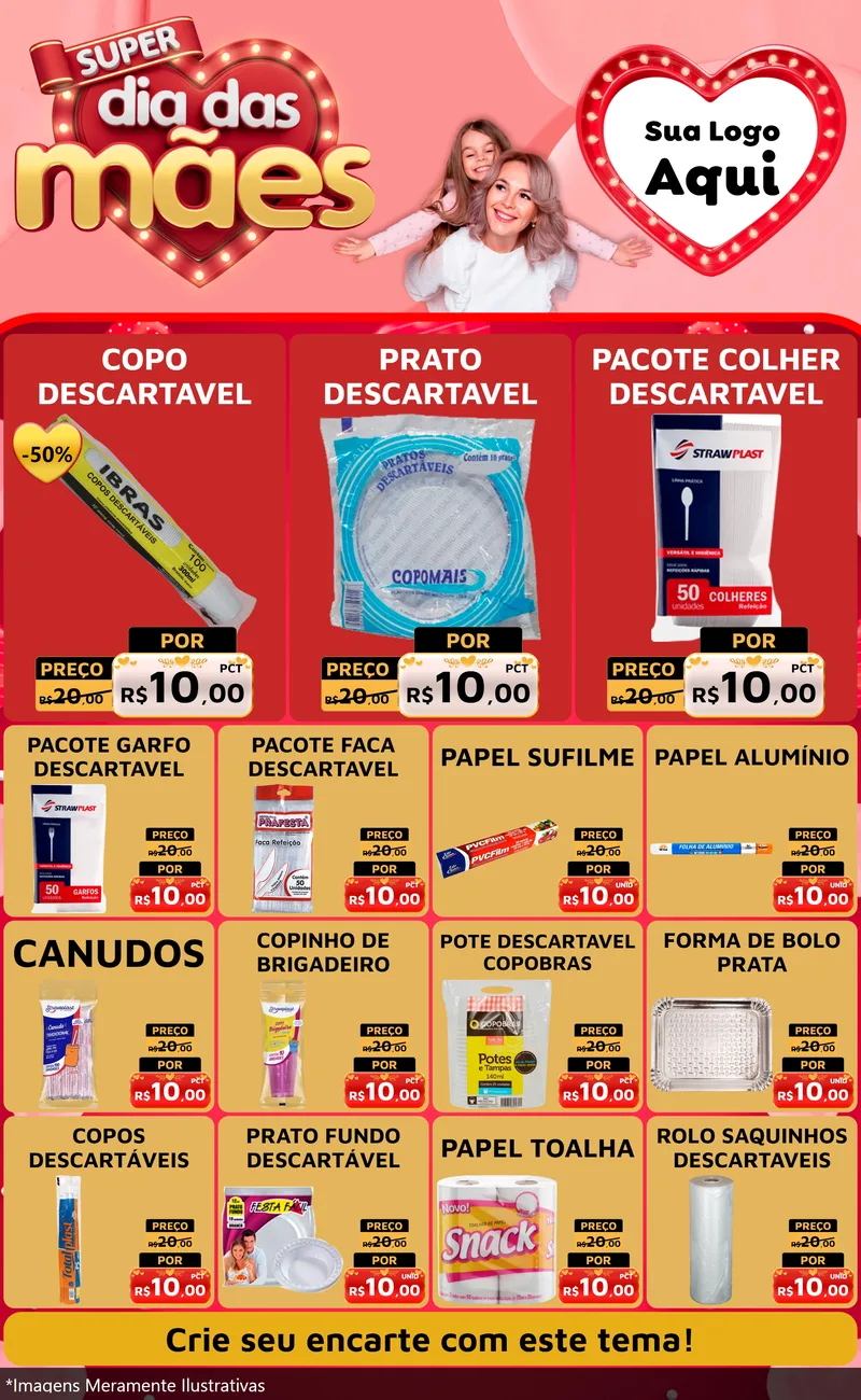 Modelo de Encarte para Encarte Grande com o tema Super Dia Das Mães para Embalagens