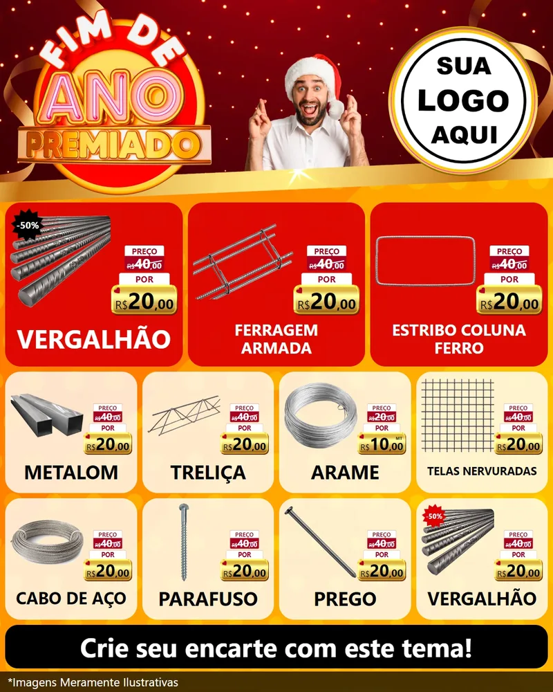Modelo de Rede Social para Feed Instagram com o tema Fim de Ano Premiado para Ferragens