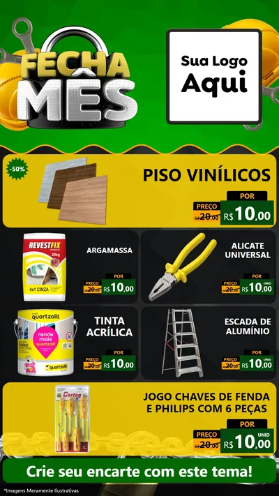 Modelo de TV para TV Vertical com o tema Fecha Mês para Material para Construção