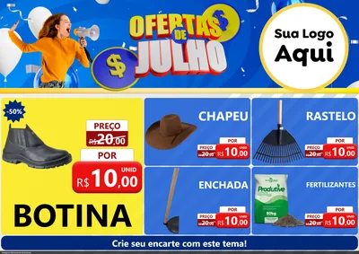 Modelo de Encarte para Encarte A4 Horizontal com o tema Ofertas de Julho para Agropecuária