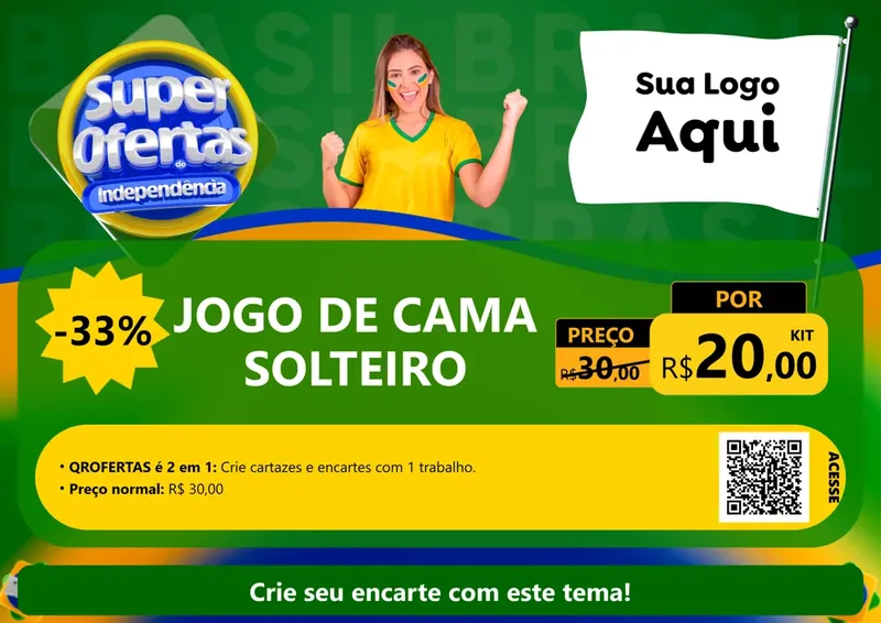 Modelo de Cartaz para Cartaz A4 Horizontal com o tema Super Ofertas de Independência para Cama, Mesa e Banho