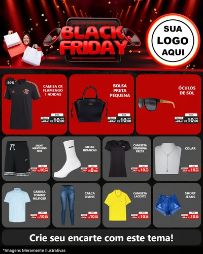 Modelo de Rede Social para Feed Instagram com o tema Black Friday para Roupas e acessórios