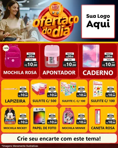 Modelo de Rede Social para Feed Instagram com o tema Ofertaço Do Dia para Papelaria