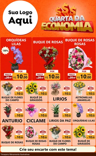 Modelo de Encarte para Encarte Grande com o tema Quarta da Economia para Floricultura e jardim