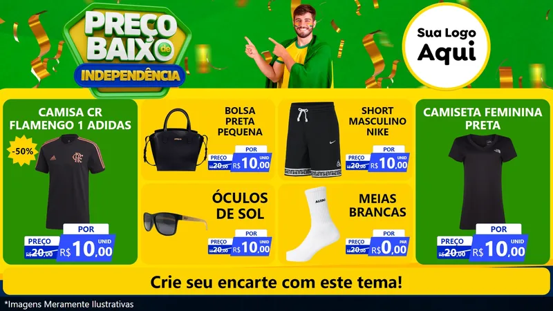 Modelo de TV para TV Horizontal com o tema Preço Baixo de Independência para Roupas e acessórios