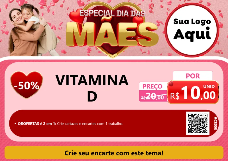 Modelo de Cartaz para Cartaz A4 Horizontal com o tema Especial Dia Das Mães para Farmácia
