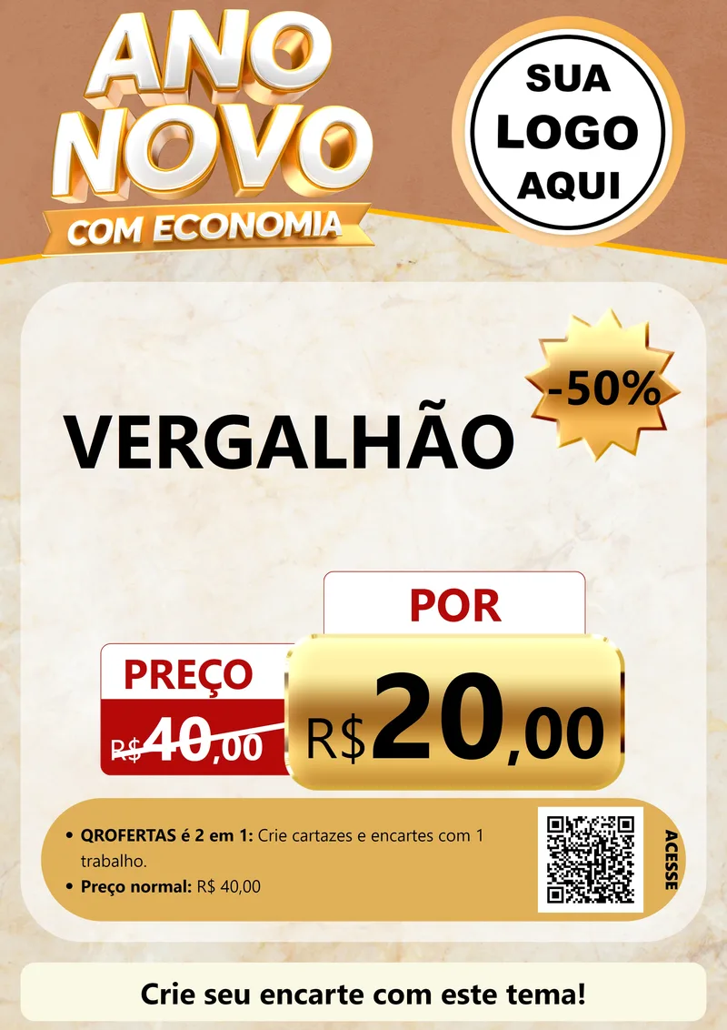 Modelo de Cartaz para Cartaz A4 Vertical com o tema Ano Novo Com Economia para Ferragens