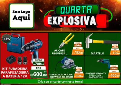 Modelo de Encarte para Encarte A4 Horizontal com o tema Quarta Explosiva para Maquinas e Ferramentas