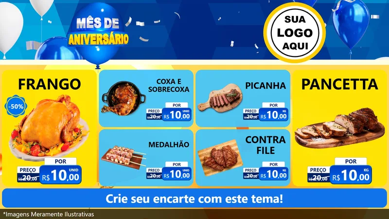 Modelo de TV para TV Horizontal com o tema Mês de Aniversário para Assados