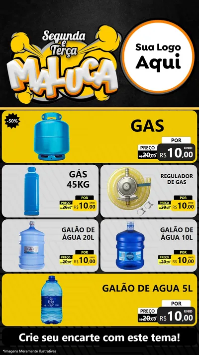 Modelo de TV para TV Vertical com o tema Segunda e Terça Maluca para Água e gás
