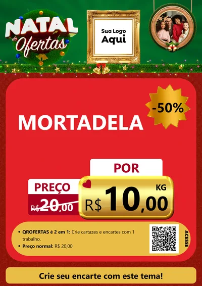 Modelo de Cartaz para Cartaz A4 Vertical com o tema Natal de Ofertas para Frios e Laticínios