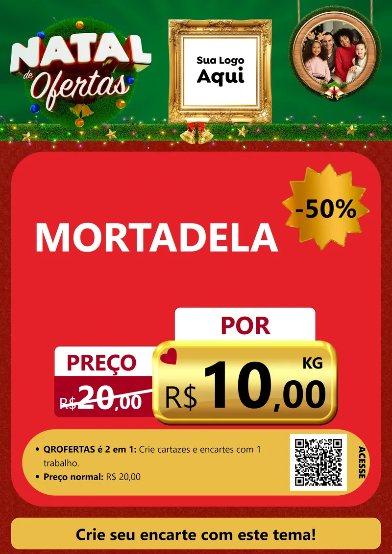 Modelo de Cartaz para Cartaz A4 Vertical com o tema Natal de Ofertas para Frios e Laticínios