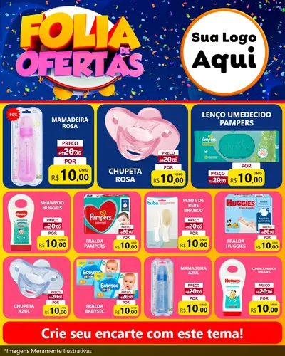 Modelo de Rede Social para Feed Instagram com o tema Folia de Ofertas para Bebês