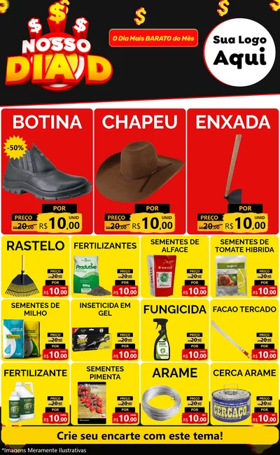 Modelo de Encarte para Encarte Grande com o tema Nosso Dia D para Agropecuária
