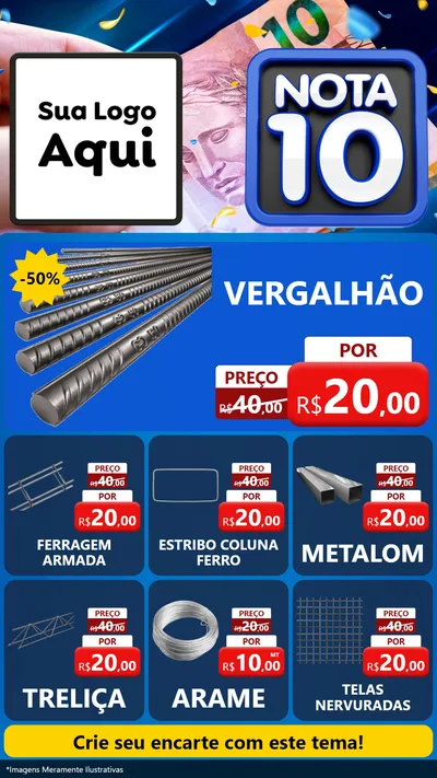 Modelo de Rede Social para Stories com o tema Nota 10 para Ferragens