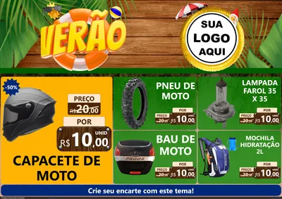 Modelo de Encarte para Encarte A4 Horizontal com o tema Verão para Moto peças