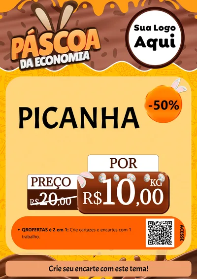 Modelo de Cartaz para Cartaz A4 Vertical com o tema Páscoa da Economia para Açougue