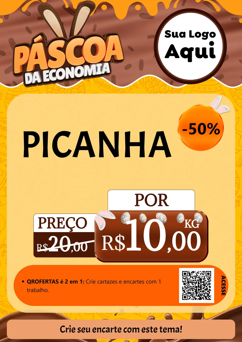 Modelo de Cartaz para Cartaz A4 Vertical com o tema Páscoa da Economia para Açougue