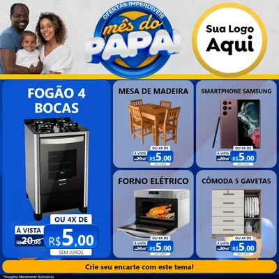 Modelo de Rede Social para Feed Facebook com o tema Ofertas Imperdíveis Mês Do Papai para Móveis e Eletro