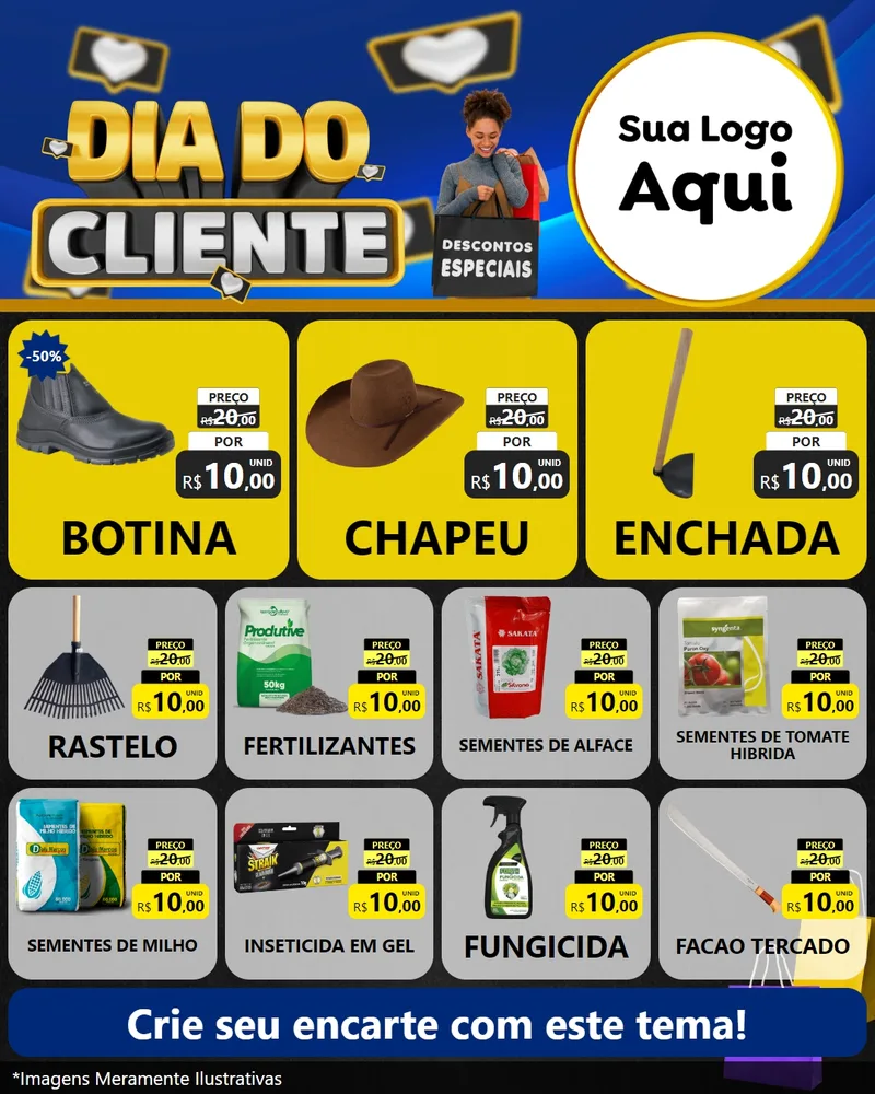 Modelo de Rede Social para Feed Instagram com o tema Dia Do Cliente para Agropecuária