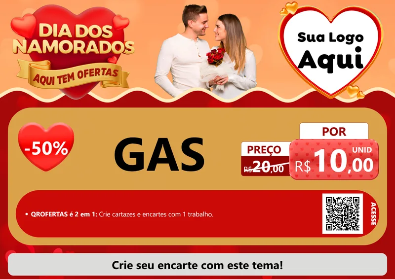 Modelo de Cartaz para Cartaz A4 Horizontal com o tema Dia dos Namorados - Aqui Tem Ofertas para Água e gás