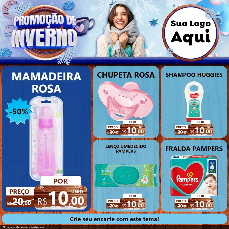 Modelo de Rede Social para Feed Facebook com o tema Promoção de Inverno para Bebês