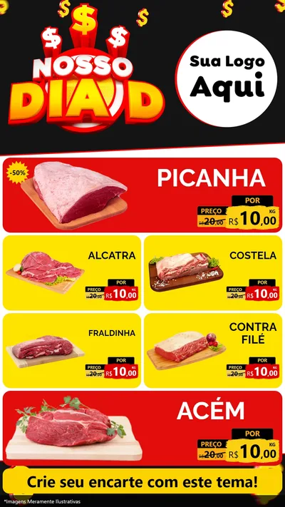 Modelo de TV para TV Vertical com o tema Nosso Dia D para Açougue