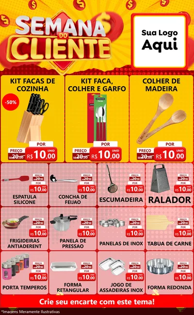 Modelo de Encarte para Encarte Grande com o tema Semana do Cliente para Utilidades Domésticas