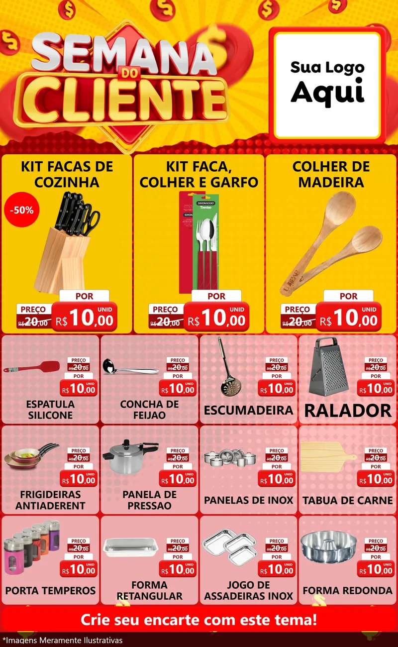 Modelo de Encarte para Encarte Grande com o tema Semana do Cliente para Utilidades Domésticas