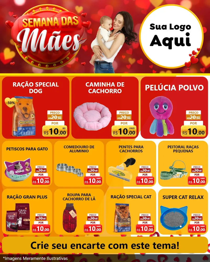 Modelo de Rede Social para Feed Instagram com o tema Semana das Mães para Pet Shop