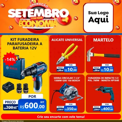 Modelo de Rede Social para Feed Facebook com o tema Operação Setembro Com Muita Economia para Maquinas e Ferramentas