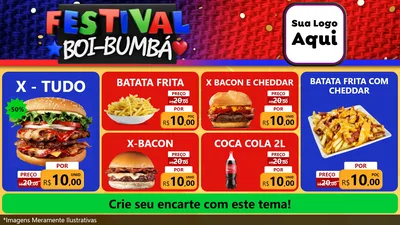 Modelo de TV para TV Horizontal com o tema Festival Boi-Bumbá para Hamburgueria