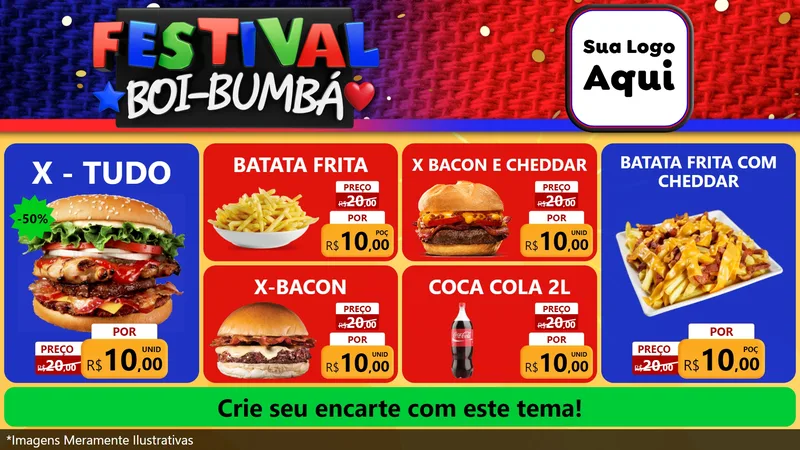 Modelo de TV para TV Horizontal com o tema Festival Boi-Bumbá para Hamburgueria