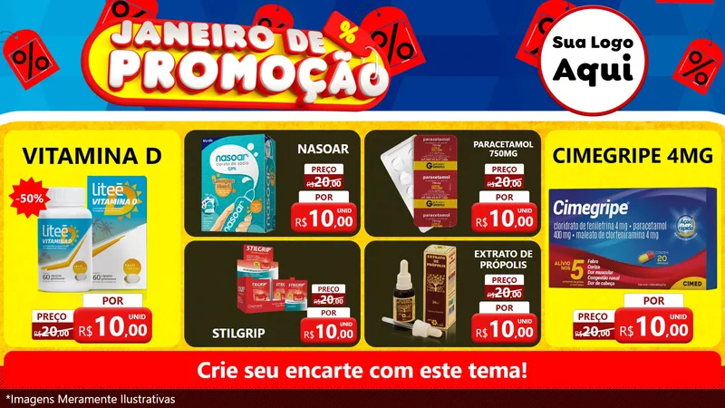 Modelo de TV para TV Horizontal com o tema Janeiro de Promoção para Farmácia