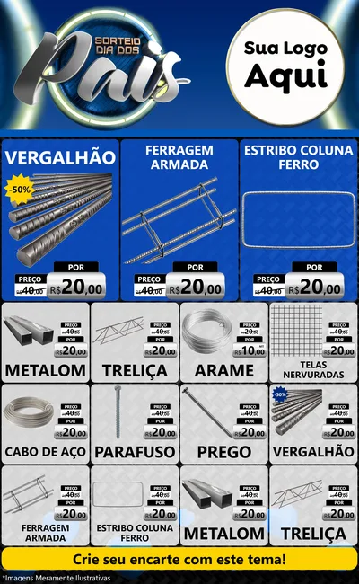 Modelo de Encarte para Encarte Grande com o tema Sorteio Dia Dos Pais para Ferragens
