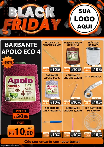 Modelo de Encarte para Encarte A4 Vertical com o tema Black Friday para Armarinho e Aviamentos
