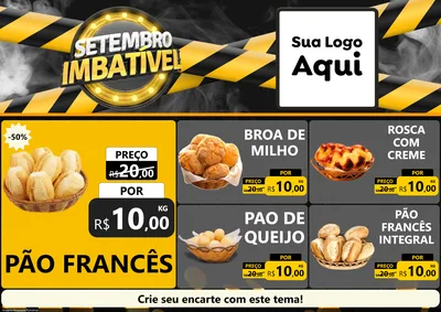 Modelo de Encarte para Encarte A4 Horizontal com o tema Setembro Imbatível para Padaria