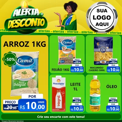 Modelo de Rede Social para Feed Facebook com o tema Alerta de Desconto para Supermercado