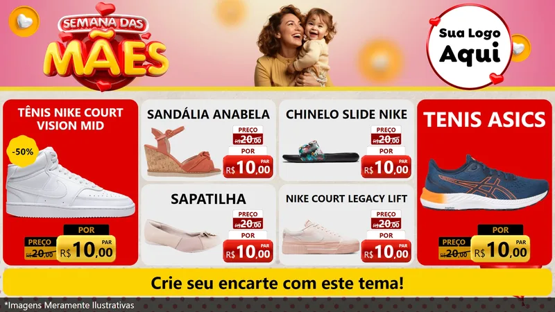 Modelo de TV para TV Horizontal com o tema Semana das Mães para Calçados