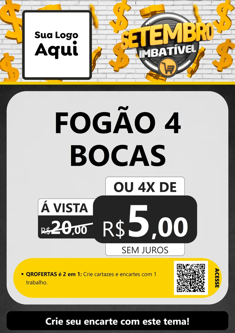Modelo de Cartaz para Cartaz A4 Vertical com o tema Setembro Imbatível para Móveis e Eletro