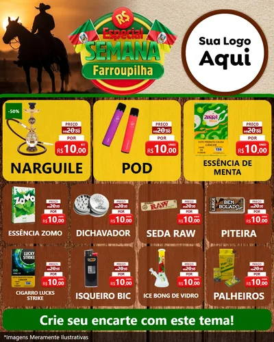 Modelo de Rede Social para Feed Instagram com o tema Especial Semana Farroupilha para Tabacaria