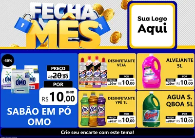 Modelo de Encarte para Encarte A4 Horizontal com o tema Fecha Mês para Produtos de Limpeza