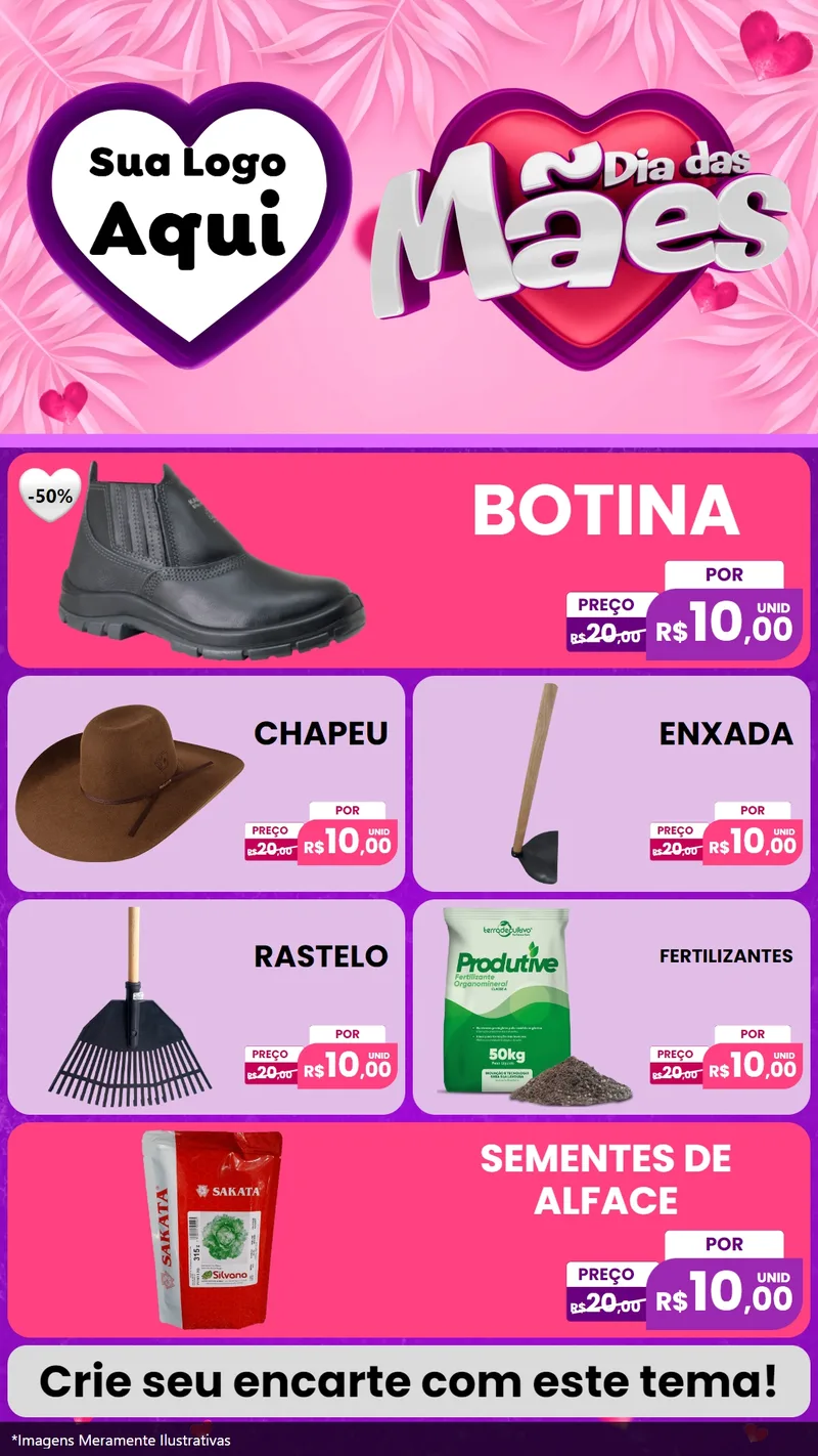Modelo de TV para TV Vertical com o tema Dia das Mães para Agropecuária