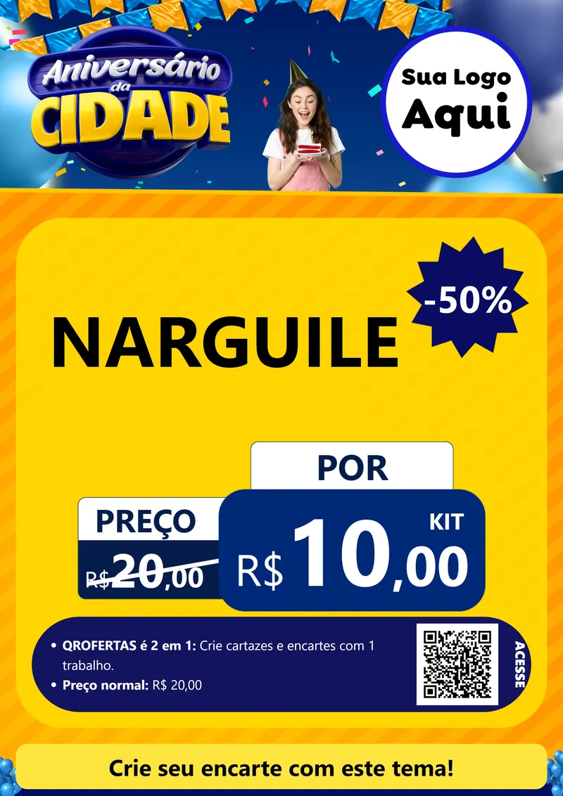 Modelo de Cartaz para Cartaz A4 Vertical com o tema Aniversário da Cidade para Tabacaria