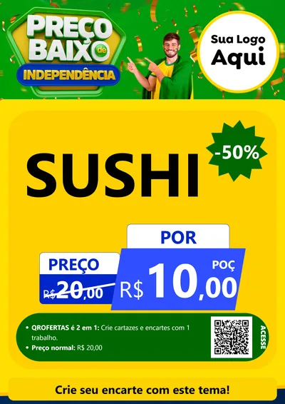 Modelo de Cartaz para Cartaz A4 Vertical com o tema Preço Baixo de Independência para Comida japonesa
